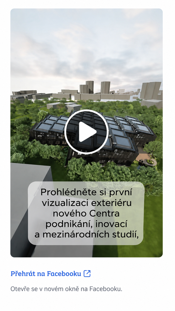 Prohlédněte si první vizualizaci exteriéru nového Centra podnikání, inovací a mezinárodních studií